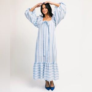 Zoco Capri Maxi Dress Blue Stripes
